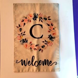 Floral Initial C Garden Yard Flag